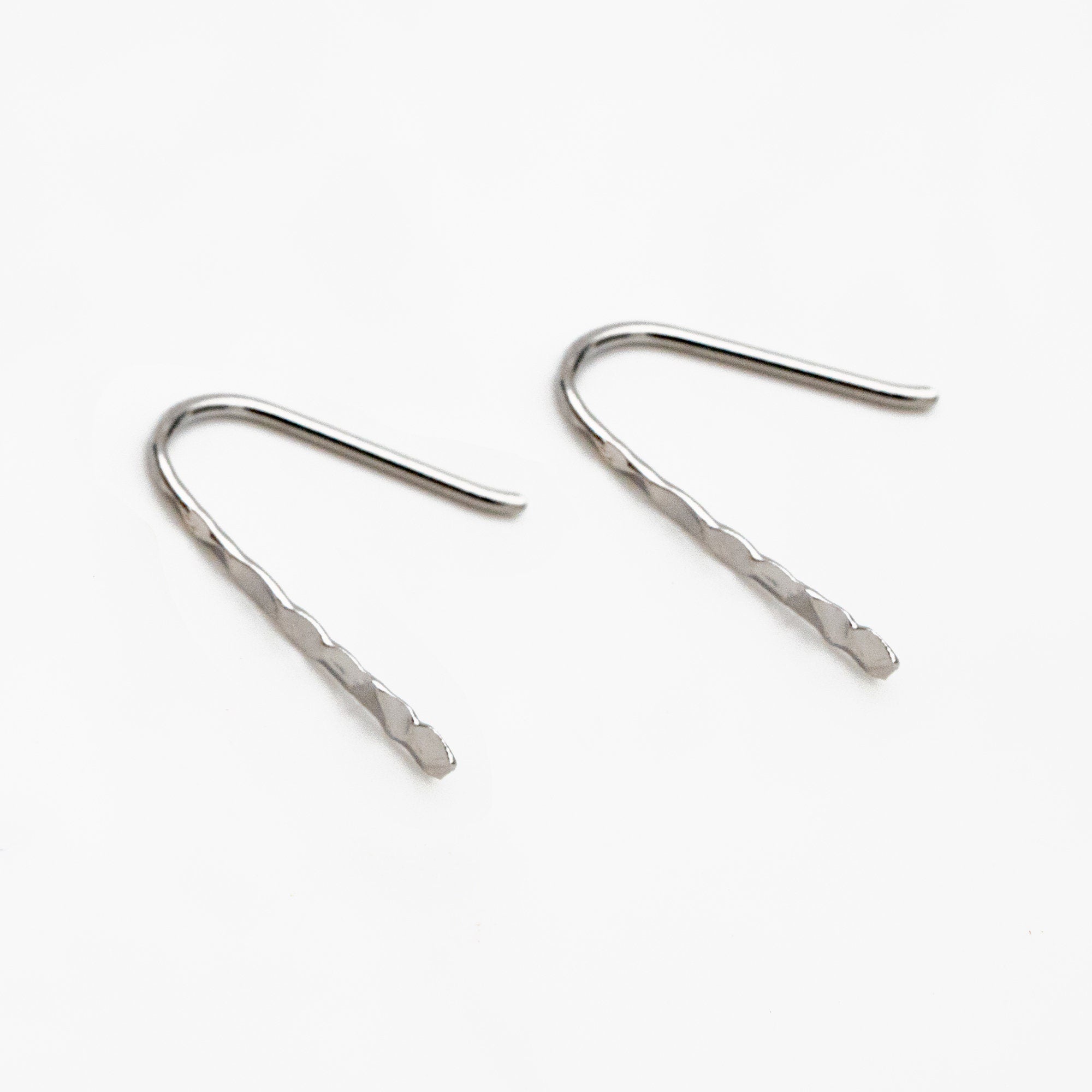10pcs Gold/ Silver Hammered Ear Hooks, Gold/ Rhodium plated Brass, Minimalist Bar Earrings (GB-4429)
